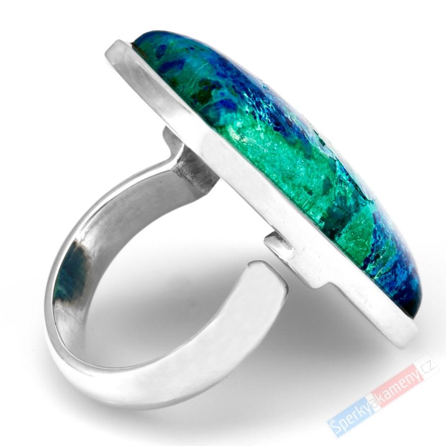 Velký stříbrný prsten (Ag 925/1000) s quantum quattro QA, vel. kamene cca 33 x 23 mm, nádherná kresba, RARITA (QQ2723R)