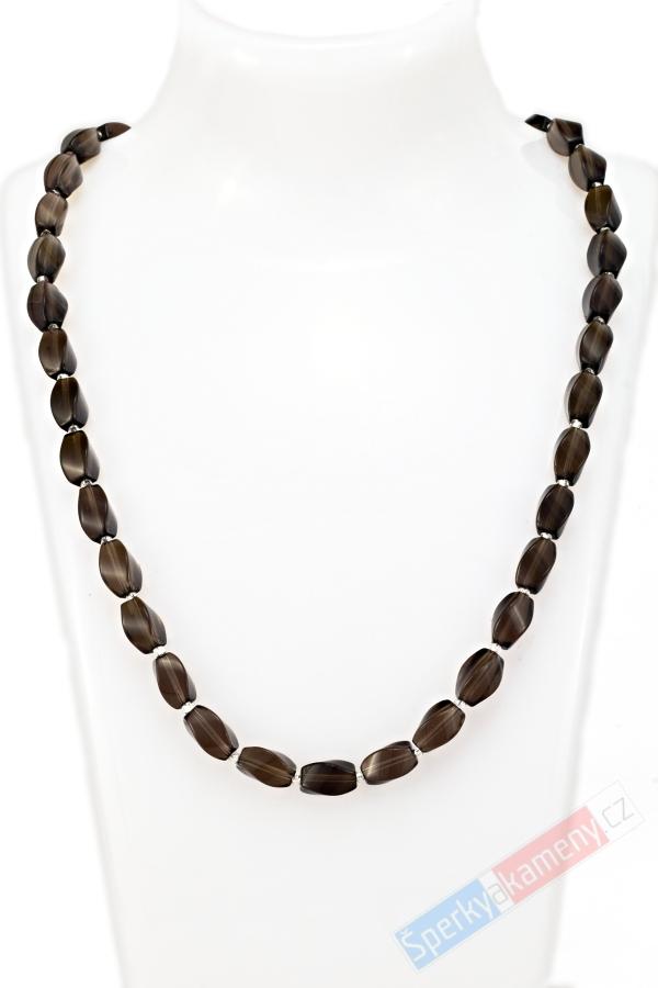 Náhrdelník z broušené záhnědy QA, stříbro Ag 925/1000, oválky cca 10 mm (ZA4520B)