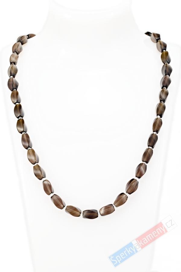 Náhrdelník z broušené záhnědy QA, stříbro Ag 925/1000, oválky cca 10 mm (ZA4521B)