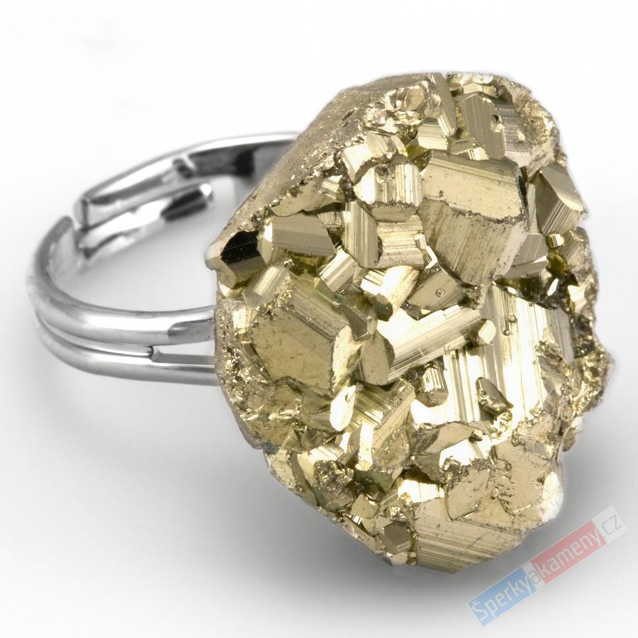 Prsten z pyritu QA, vel. kamene cca 20 x 18 mm (PY2092R)
