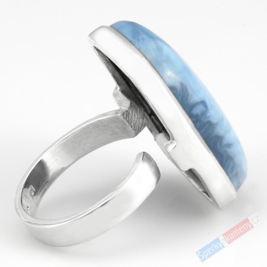 Velký unisex stříbrný prsten (Ag 925/1000) s modrým opálem QA, vel. kamene cca 29 x 22 mm, RARITA (OPM7868R)