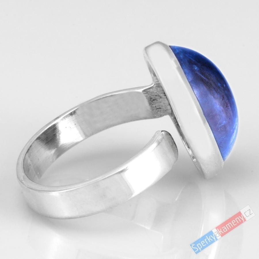 Stříbrný prsten (Ag 925/1000) s iolitem QAA, vel. kamene cca 18 x 14 mm, RARITA (LI7263R)