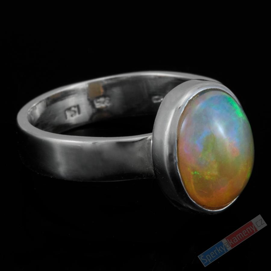 Stříbrný prsten (Ag 925/1000) s drahým opálem QAA, vel. kamene cca 13 x 11 mm, RARITA (ODR1818R)