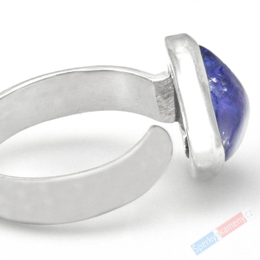Stříbrný prsten (Ag 925/1000) s tanzanitem QA, vel. kamene cca 15 x 14 mm, nádherná barva, RARITA (TZ2541R)