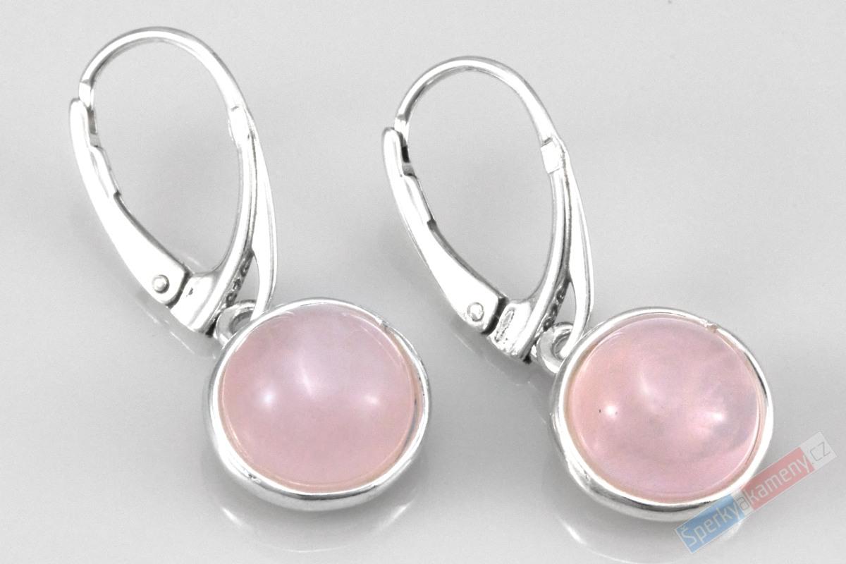 Stříbrné náušnice (Ag 925/1000) s růženínem QA, průměr cca 12 mm, "šperk pro něžnou vílu II" (R5290U)