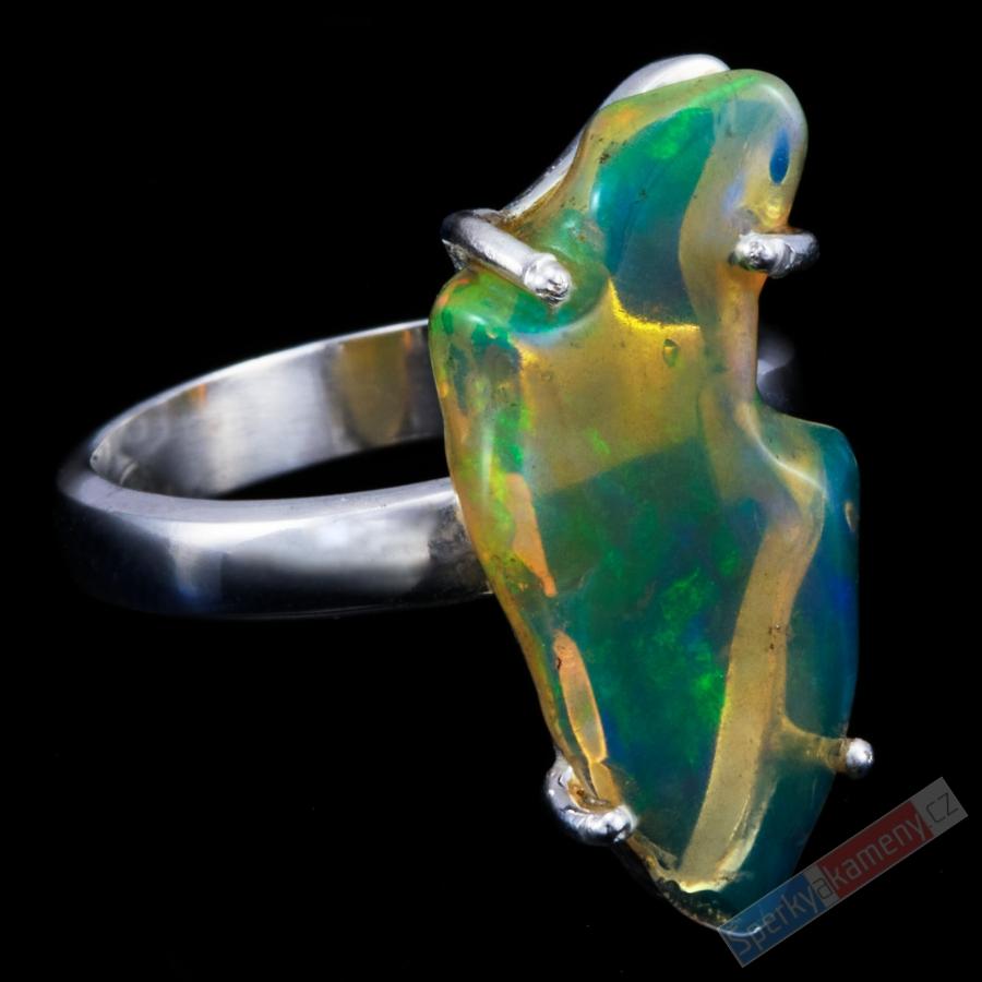 Stříbrný prsten (Ag 925/1000) s přírodním drahým opálem QAA, vel. kamene cca 24 x 12 mm, RARITA (ODR2119R)