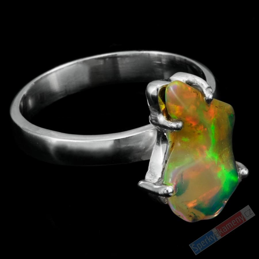 Stříbrný prsten (Ag 925/1000) s přírodním drahým opálem QAA, vel. kamene cca 16 x 12 mm, RARITA (ODR1819R)