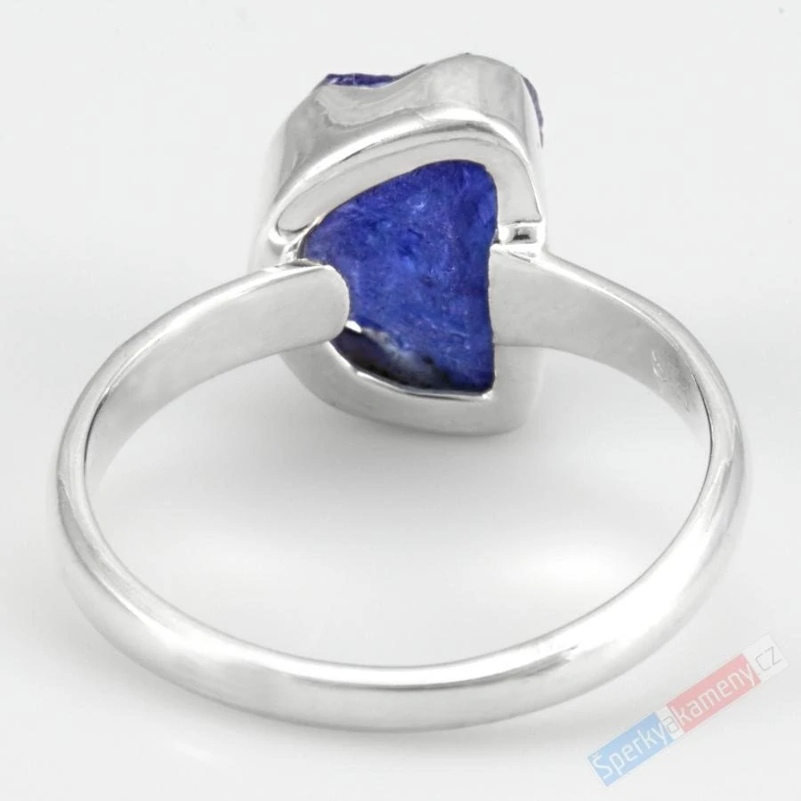 Stříbrný prsten (Ag 925/1000) s přírodním tanzanitem QA, free form cca 13 x 10 mm, nádherná barva, RARITA (TZ1695R)