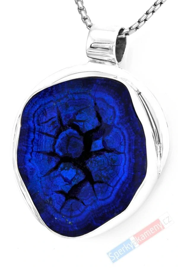 Stříbrný přívěsek (Ag 925/1000) s azuritovou růží QAA, cca 39 x 36 mm, "květ pro krásku v modrém", RARITA (ARK3311P)