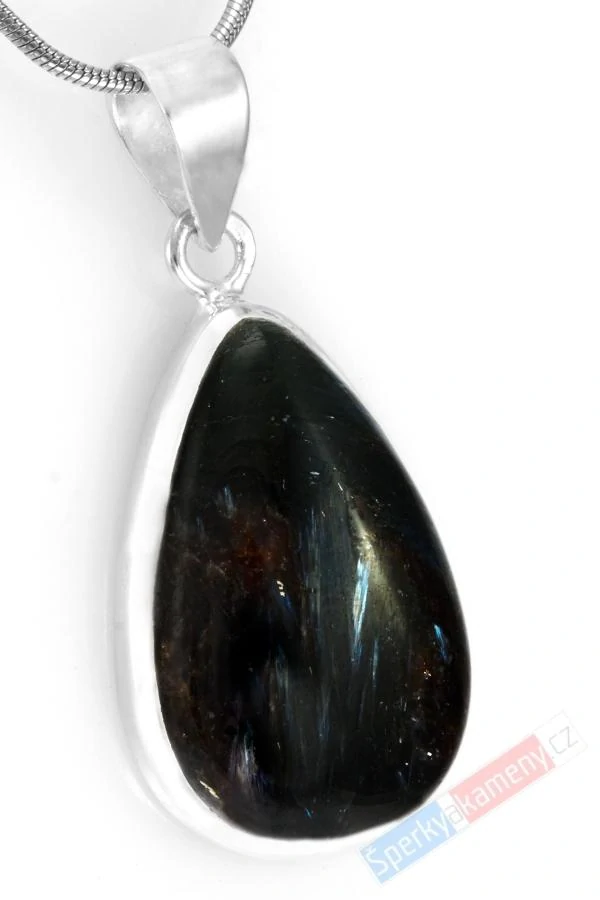 Stříbrný přívěsek (Ag 925/1000) s nummitem QA, kapka cca 29 x 19 mm, RARITA (NT5142P)