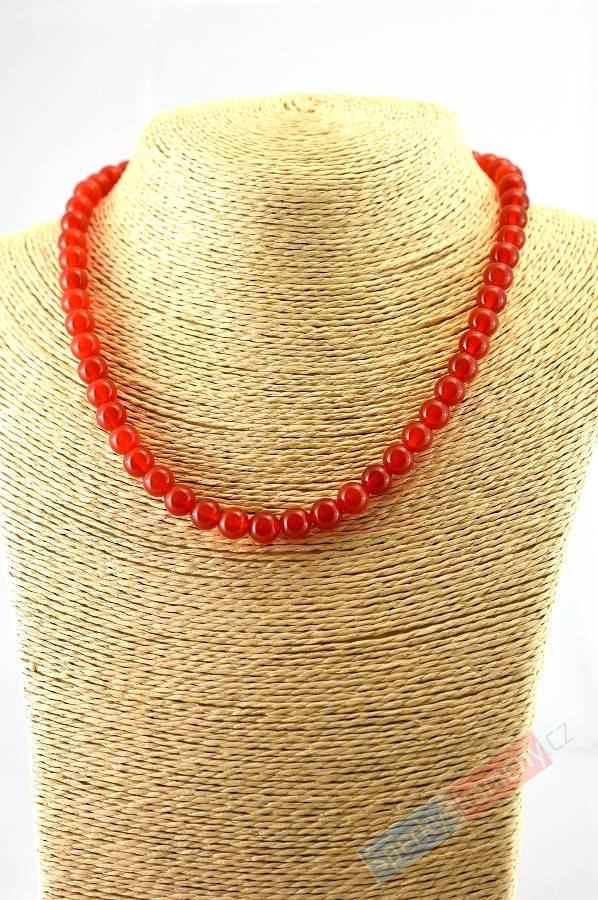 Náhrdelník z brouš. karneolu, kuličky cca 10 mm (KA3690S)