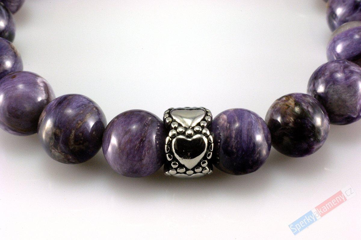 Náramek z čaroitu "levandulový zázrak III", kuličky 12 mm, (CA551NS)