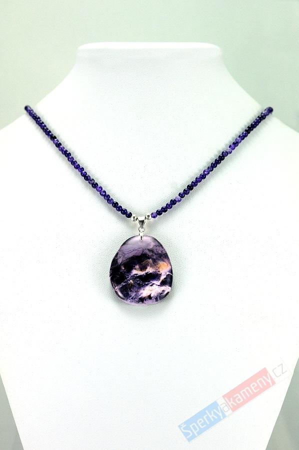 Náhrdelník z ametystu s Tiffany Stone QA "záležitost srdce III"RARITA (TFA1090S)