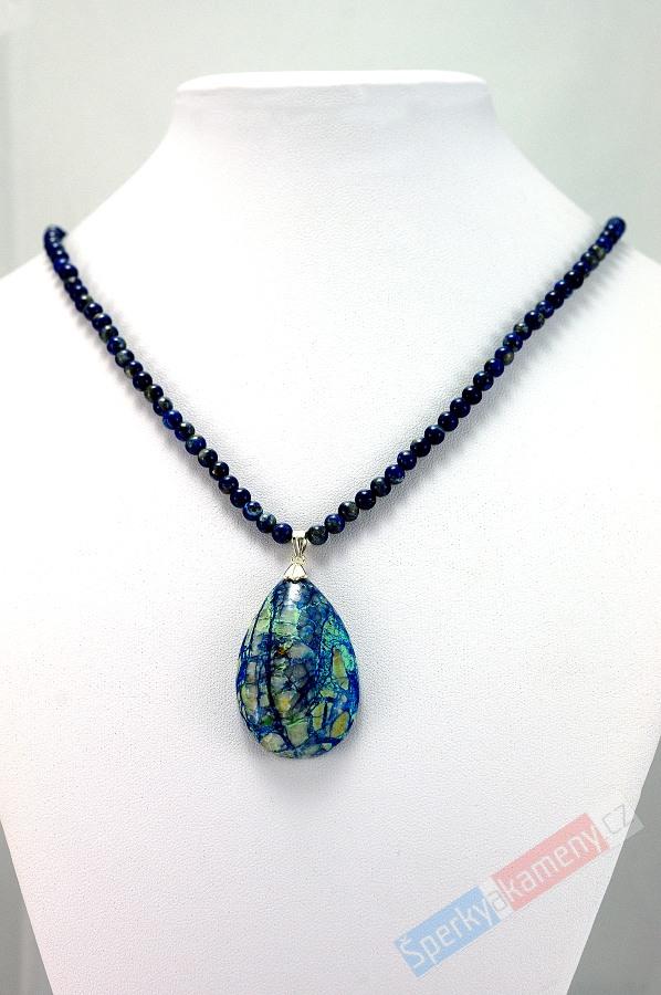 Náhrdelník z azuritu a lapisu lazuli QA "Okavango, řeka života II" (AR1092S)