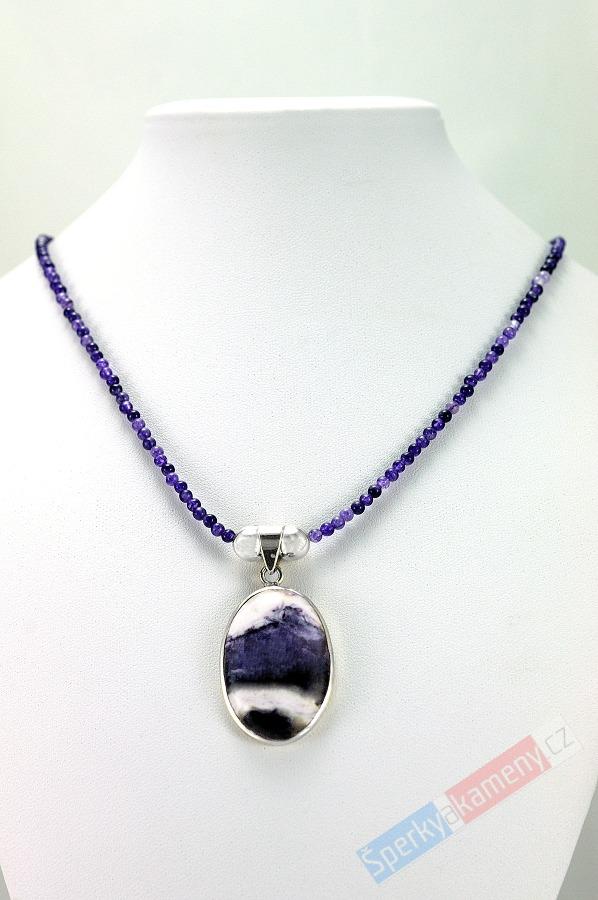 Náhrdelník z ametystu s Tiffany Stone QA-RARITA "záležitost srdce IV" (TFA1091S)