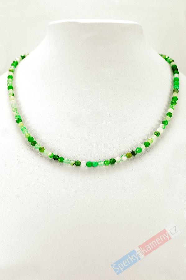 Náhrdelník (stříbro Ag 925/1000) z chryzoprasu QA, kuličky cca 5 mm, RARITA (CHR400B) 