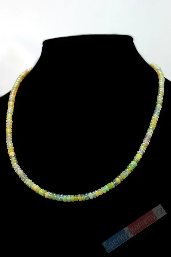 Náhrdelník z drahého opálu QAA,čočky 3 x 4 mm,stříbro Ag 925/1000,RARITA (OE1393S)