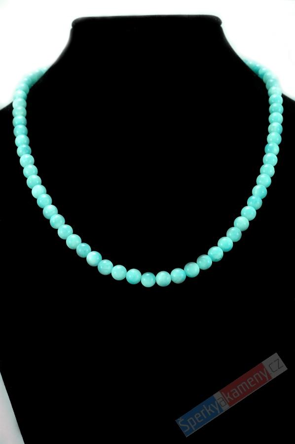 Náhrdelník z hemimorfitu drahokamové kvality QAA, kuličky cca 6 mm, stříbro Ag 925/1000, RARITA (HM1280S)