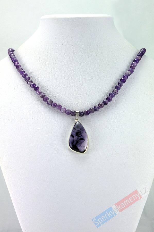 Náhrdelník z ametystu s přívěškem z Tiffany Stone QA, stříbro Ag 925/1000, RARITA (TF1150S)
