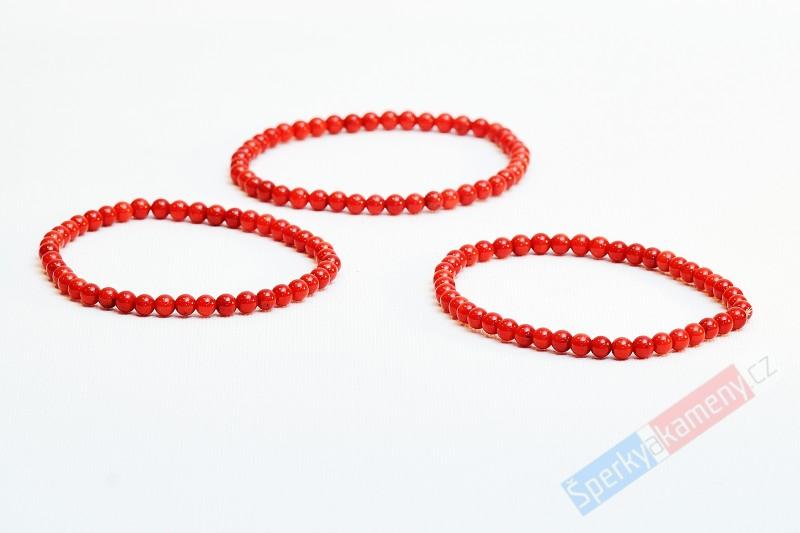 Náramek z červeného korálu, kuličky cca 4 mm (K50N)