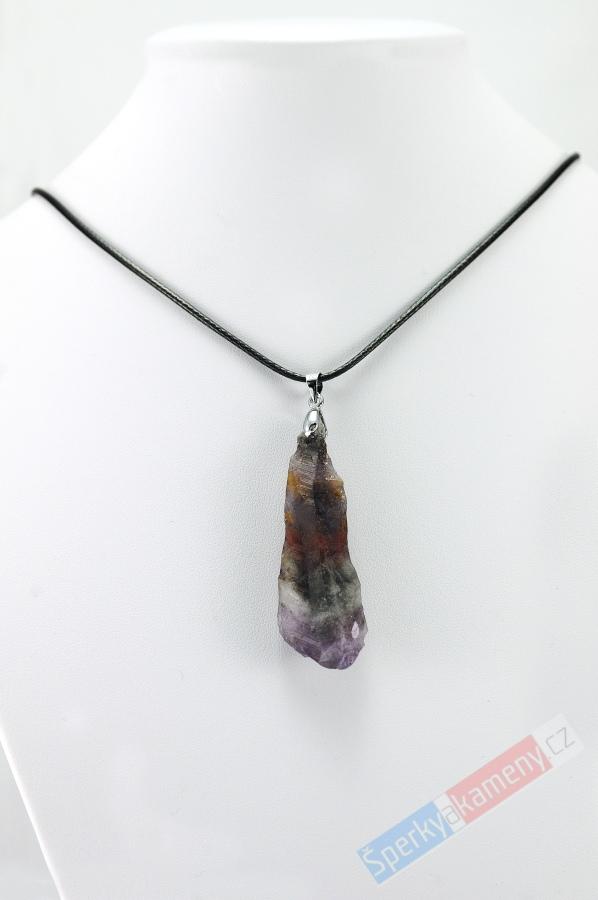 Originální unisex náhrdelník s přírodním surovým kakoxenem QA, přívěsek cca 50 x 17 mm, RARITA (KK2500S)