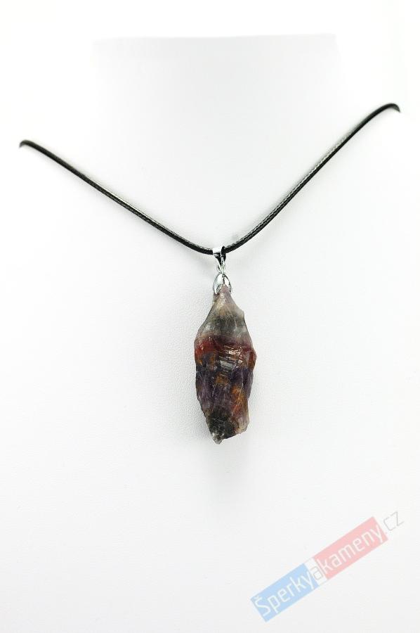 Originální unisex náhrdelník s přírodním surovým kakoxenem QA, přívěsek cca 48 x 18 mm, RARITA (KK2502S)