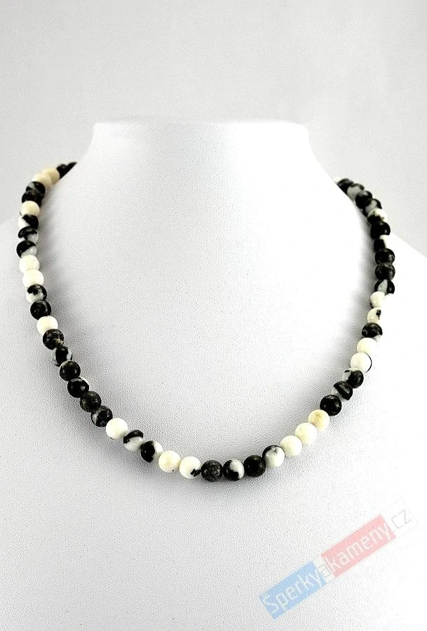 Náhrdelník z onyxu QA, stříbro Ag 925/1000, kuličky cca 8 mm (ON1900S)