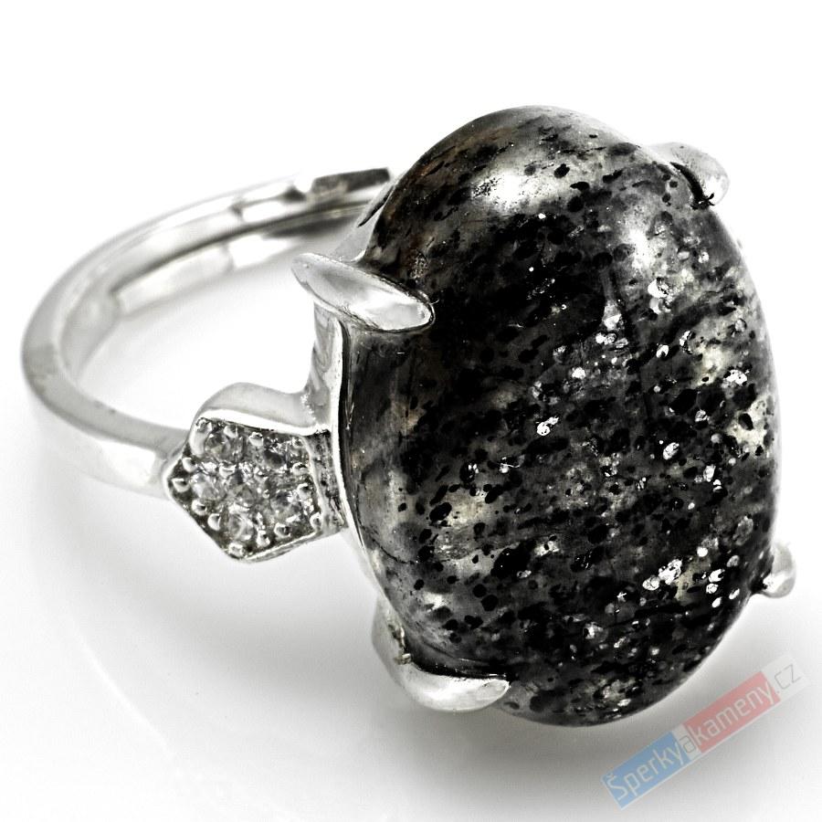 Stříbrný prsten (Ag 925/1000) s Black Sun Stone QA, vel. kamene cca 17 mm, RARITA (BSS484R)