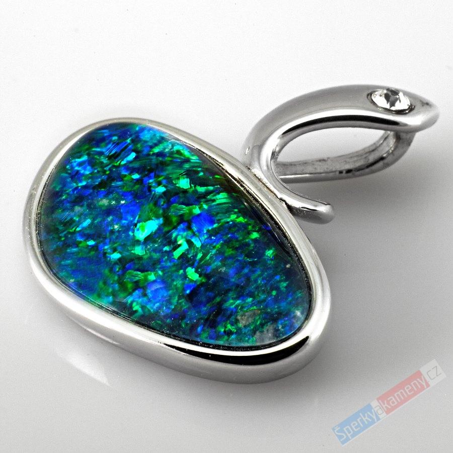 Stříbrný přívěšek (Ag 925/1000) s drahým opálem QAA, cca 12 x 18 mm, RARITA (ODR1281P)