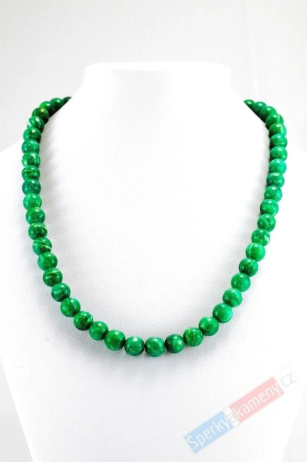 Náhrdelník z amazonitu QA, kuličky cca 10 mm, stříbro Ag 925/1000 (AIT1029S)