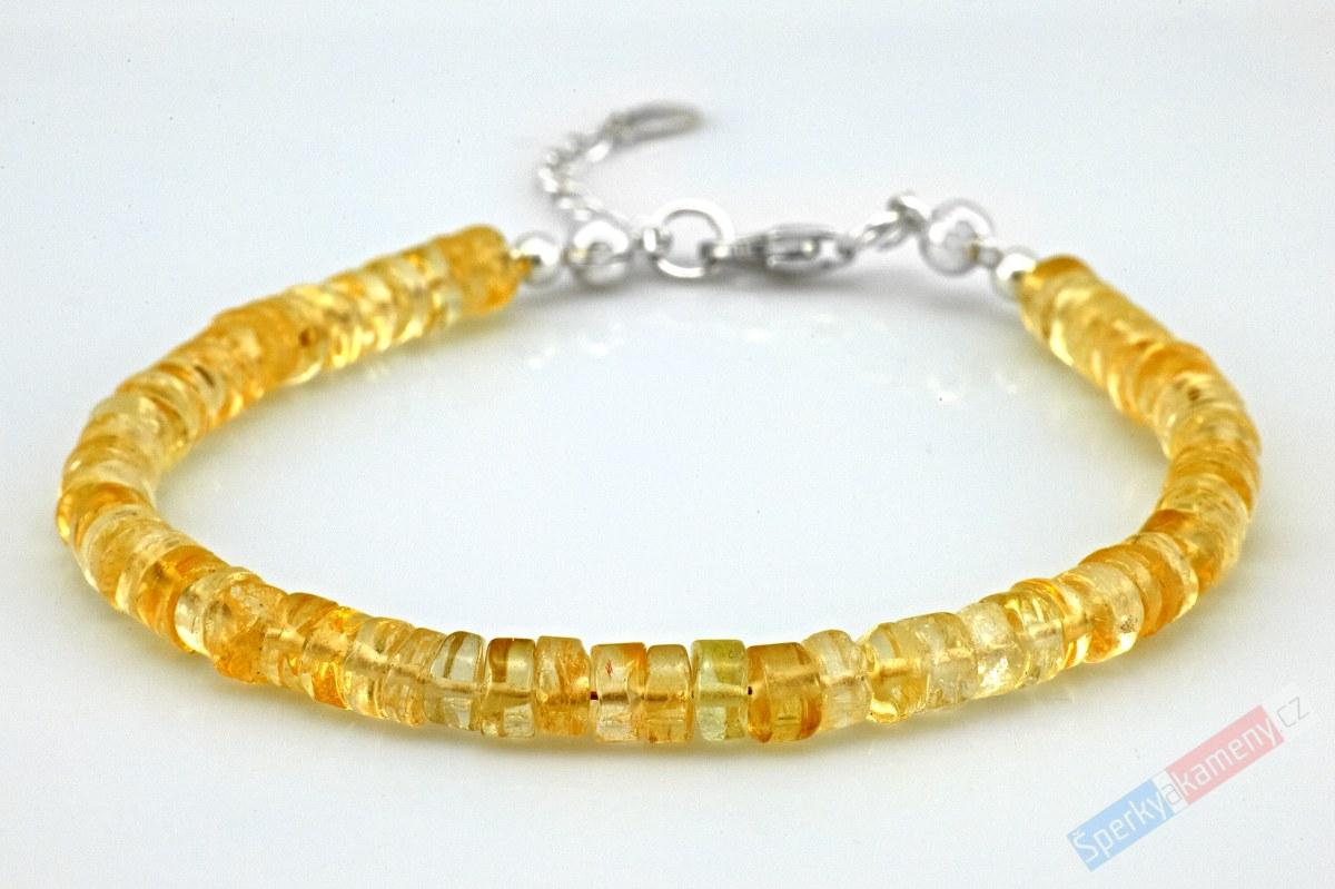 Náramek z pravého citrínu QA, čočky cca 2 x 4 mm, stříbro Ag 925/1000 (CI364NS)
