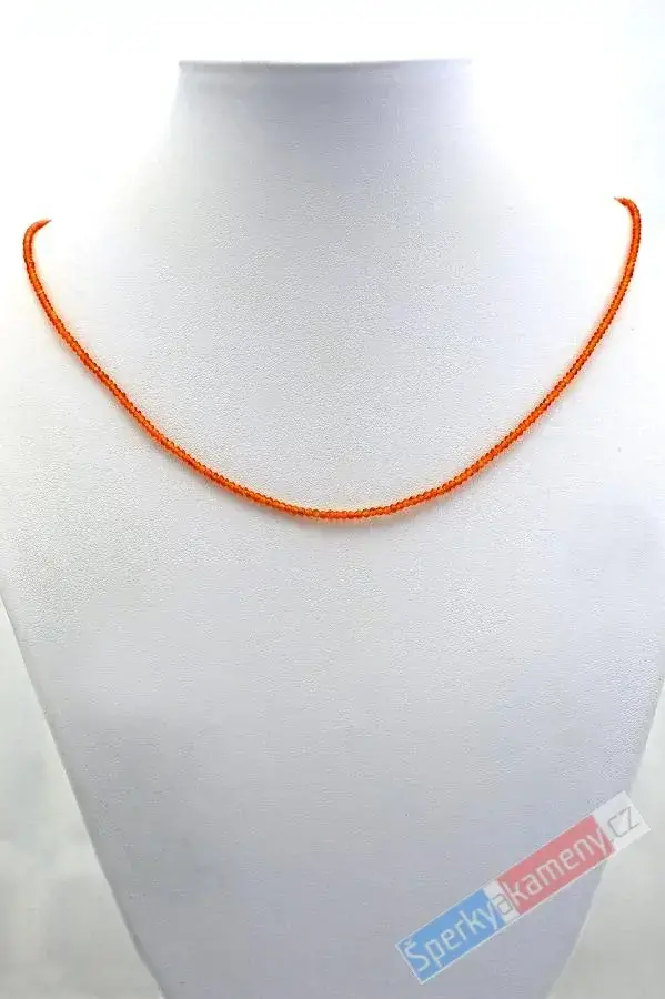 Náhrdelník z broušeného karneolu QA, kuličky cca 1 - 2 m (KA2420B)