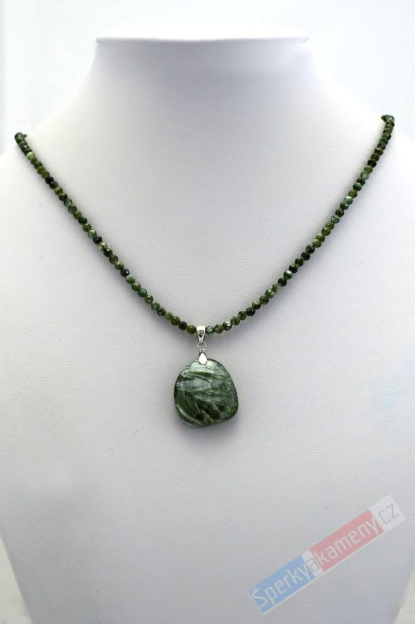 Náhrdelník s přívěškem ze serafinitu QAA, stříbro Ag 925/1000 "otisk křídel andělů", RARITA (SF8720S)