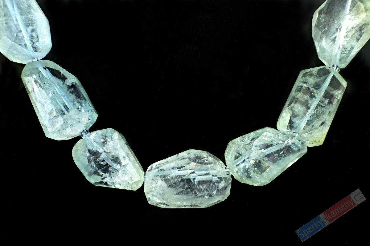Originální náhrdelník z velkých nepravidelných valounů akvamarínu QA, valouny cca 14 - 22 mm, stříbro Ag 925/1000 (AK4000S)