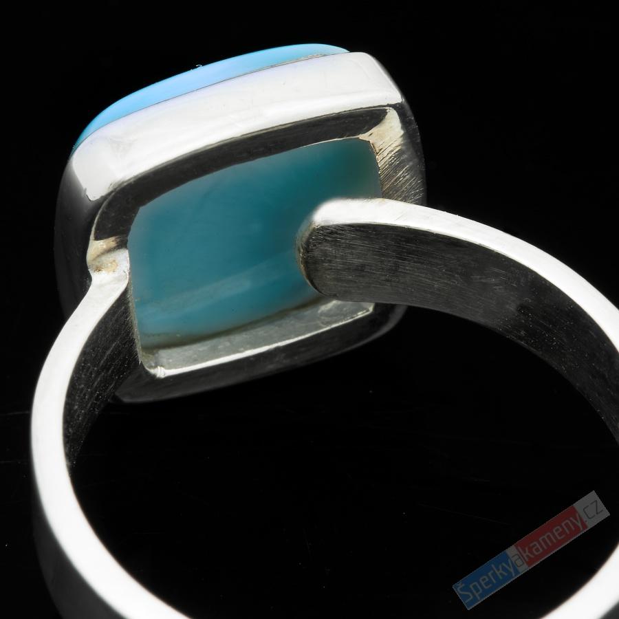 Unisex stříbrný prsten (Ag 925/1000) s larimarem QAA, vel. kamene cca 13 x 13 mm (LR7878R)
