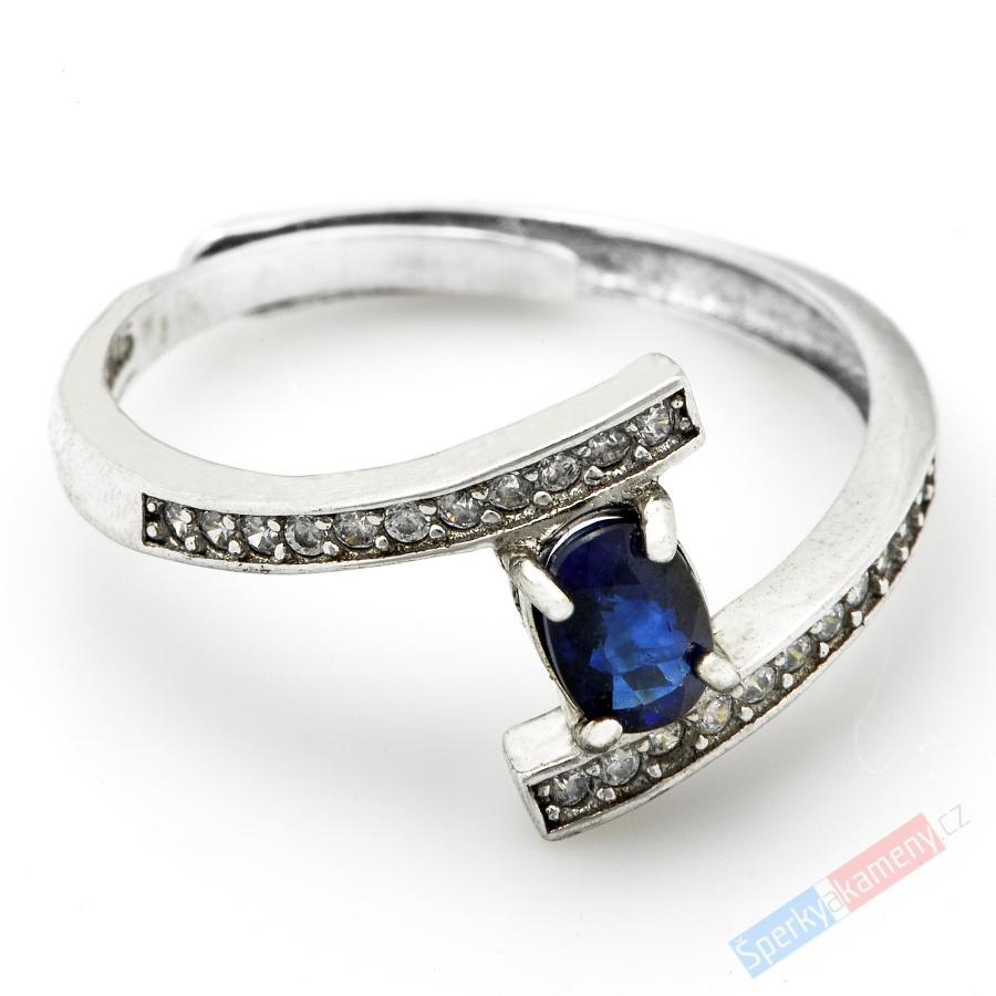 Stříbrný prsten (Ag 925/1000) se safírem QA, vel. kamene cca 5 x 4 mm (SFF7260R)
