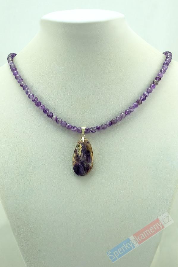 Originální náhrdelník z ametystu QA s přívěškem z Tiffany Stone QA (RARITA), stříbro Ag 925/1000 (TFA7870S)