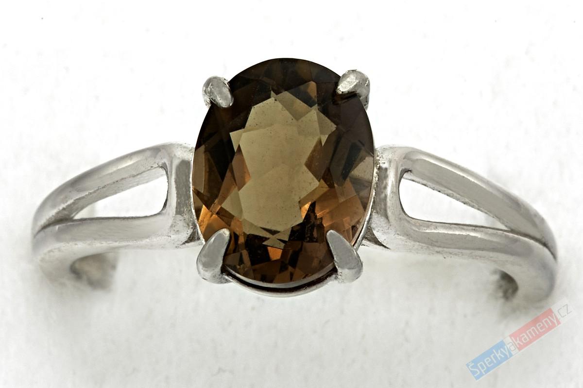 Stříbrný prsten (Ag 925/1000) se záhnědou QA, vel. kamene cca 9 mm (ZA5151R)