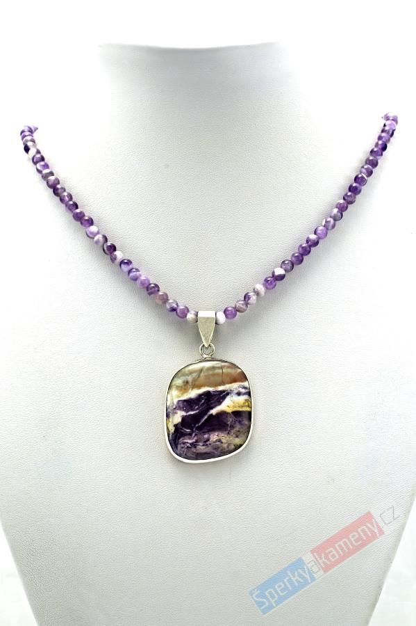 Originální náhrdelník z ametystu s přívěškem z Tiffany Stone QA, stříbro Ag 925/1000, RARITA (TFA1356S)
