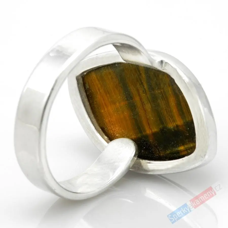 Unisex stříbrný prsten (Ag 925/1000) se sokolím okem QA, vel. kamene cca 23 x 14 mm, RARITA (SO5141R)