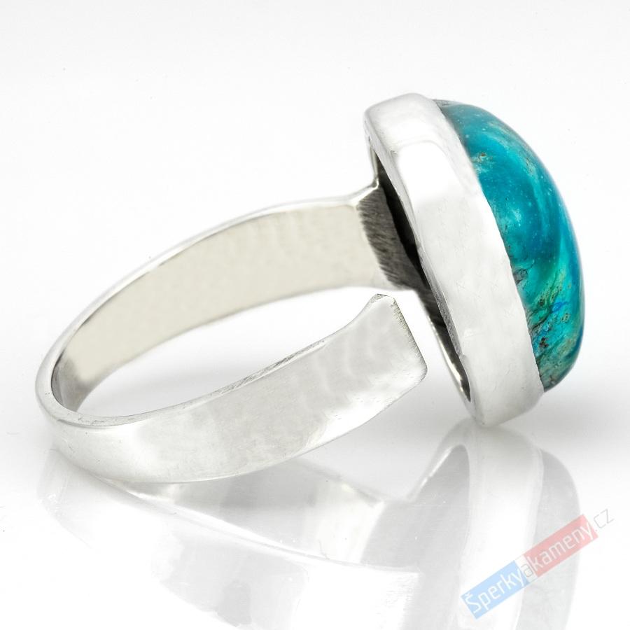 Stříbrný prsten (Ag 925/1000) s peruánským opálem QA, vel. kamene cca 17 x 14 mm, nádherné probarvení, RARITA (OPE8470R)