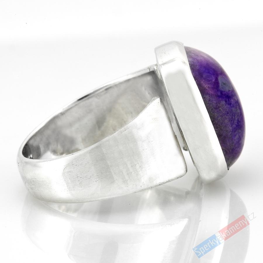 Unisex stříbrný prsten (Ag 925/1000) se sugilitem QAA, vel. kamene cca 17 x 15 mm, krásná barva, RARITA (SG1452R)