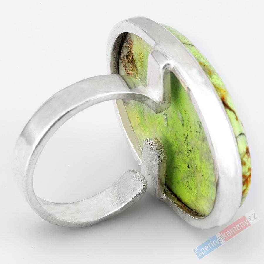 Velký stříbrný prsten (Ag 925/1000) s lemon chryzoprasem QAA, vel. kamene cca 34 x 24 mm, RARITA (CHRL1331R)