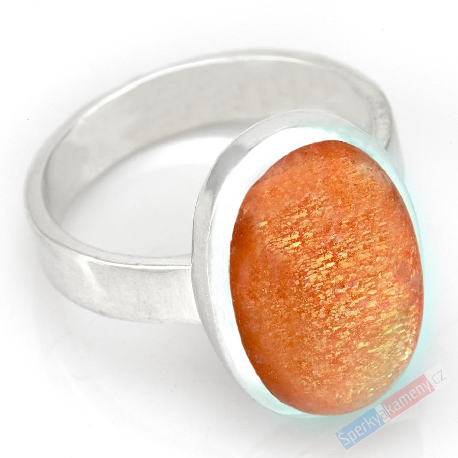 Stříbrný prsten (Ag 925/1000) se slunečním kamenem QAA, vel. kamene cca 19 x 13 mm (SL6655R)