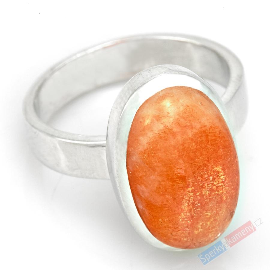 Stříbrný prsten (Ag 925/1000) se slunečním kamenem QAA, vel. kamene cca 19 x 12 mm (SL6656R)