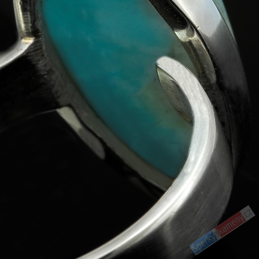 Stříbrný prsten (Ag 925/1000) s larimarem QA, vel. kamene cca 25 x 13 mm, RARITA (LR7863R)