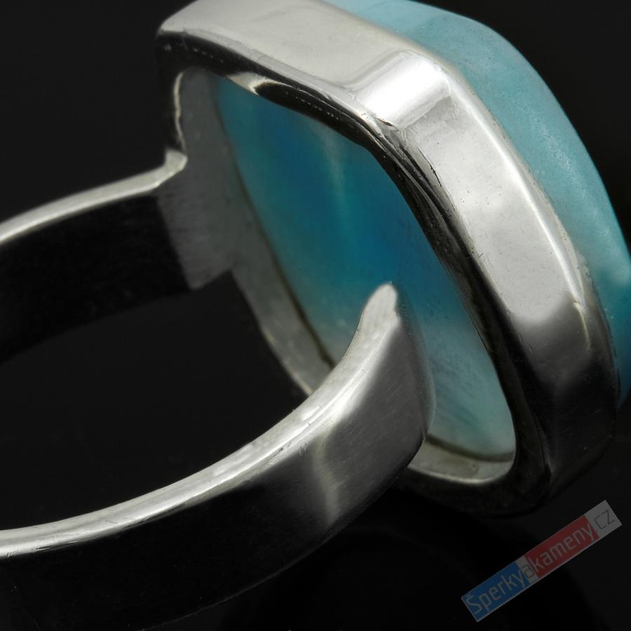 Unisex stříbrný prsten (Ag 925/1000) s larimarem QA, vel. kamene cca 17 x 17 mm, RARITA (LR7869R)