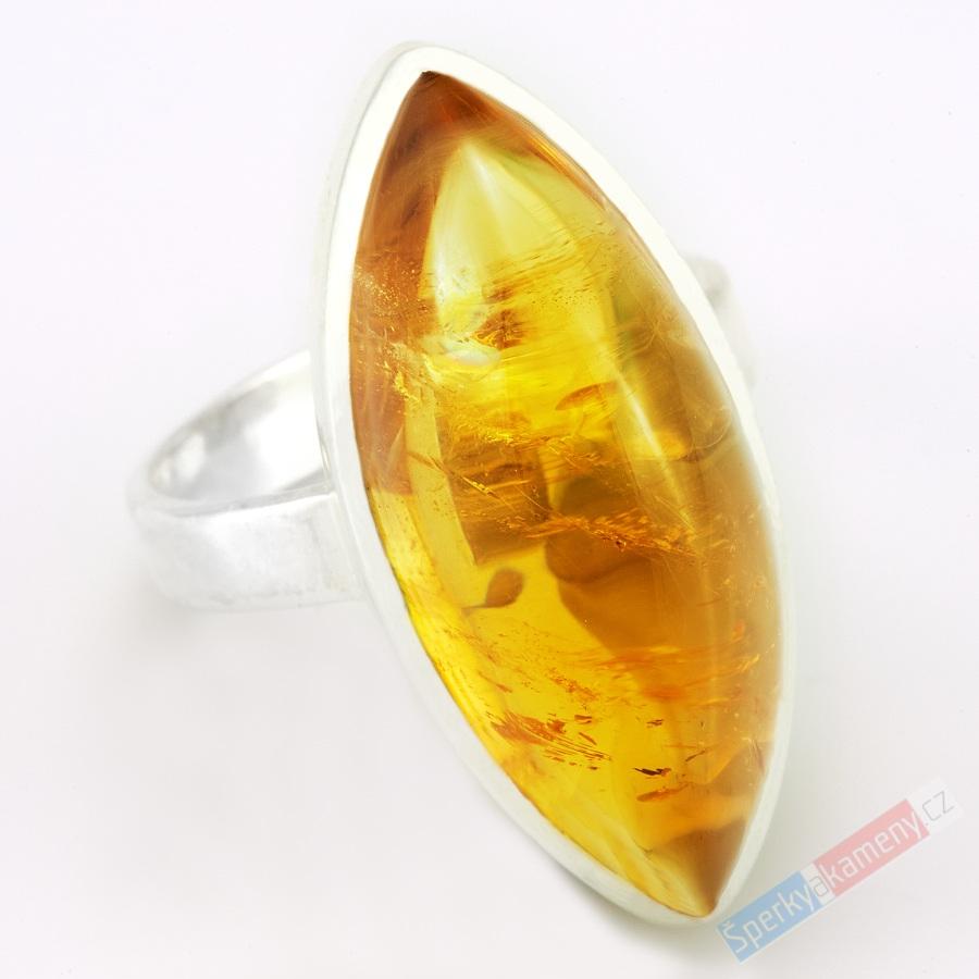 Velký stříbrný prsten (Ag 925/1000) s citrínem QAA, vel. kamene cca 30 x 14 mm (CI9081R)