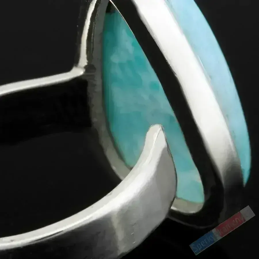 Stříbrný prsten (Ag 925/1000) s larimarem QA, vel. kamene cca 20 mm, RARITA, "šperk princezny z Atlantidy" (LR6053R)