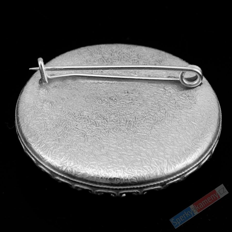 Stříbrná brož (Ag 925/1000) s modrým chalcedonem QA, prům. kamene cca 27 mm (CHA6051L)